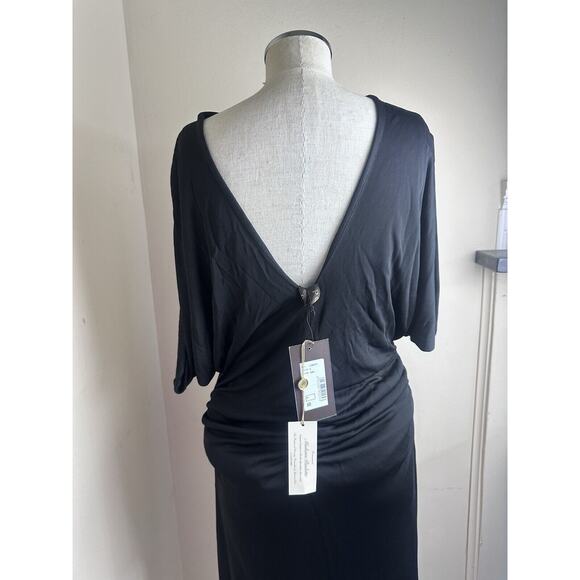 NWT PORTS 1961 Black Split Sleeve Silk Lined Ruched Waist Dress Sz XL $495 - Picture 6 of 15
